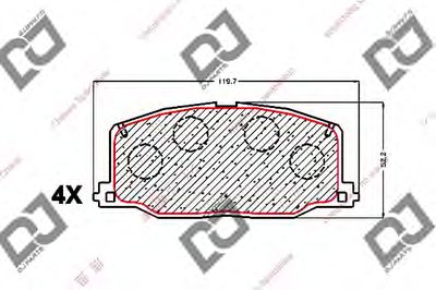 Комплект тормозных колодок, дисковый тормоз DJ PARTS