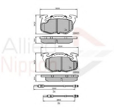 Комплект тормозных колодок, дисковый тормоз ANL Braking COMLINE