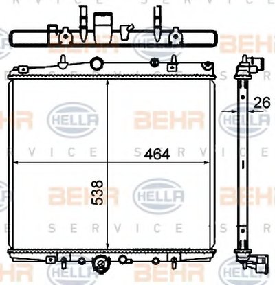 Радиатор, охлаждение двигателя BEHR HELLA SERVICE купить