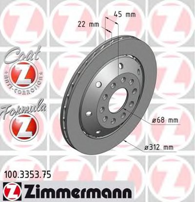 Тормозной диск FORMULA Z BRAKE DISC ZIMMERMANN купить