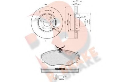 Комплект тормозов, дисковый тормозной механизм R BRAKE