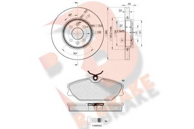 Комплект тормозов, дисковый тормозной механизм R BRAKE