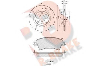 Комплект тормозов, дисковый тормозной механизм R BRAKE