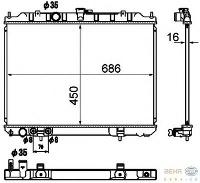 Радиатор, охлаждение двигателя BEHR HELLA SERVICE HELLA купить