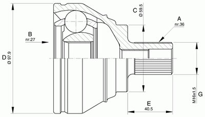 Шарнирный комплект, приводной вал SPIN OPEN PARTS