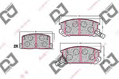 Комплект тормозных колодок, дисковый тормоз DJ PARTS