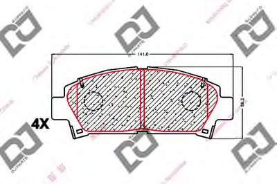 Комплект тормозных колодок, дисковый тормоз DJ PARTS
