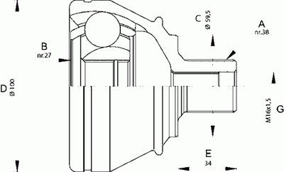 Шарнирный комплект, приводной вал SPIN OPEN PARTS