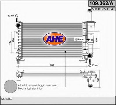 Радиатор, охлаждение двигателя AHE купить