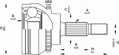 Шарнирный комплект, приводной вал SPIN OPEN PARTS