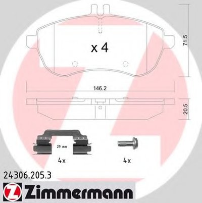 Комплект тормозных колодок, дисковый тормоз ZIMMERMANN купить