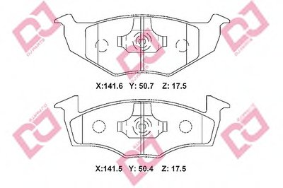 Комплект тормозных колодок, дисковый тормоз DJ PARTS