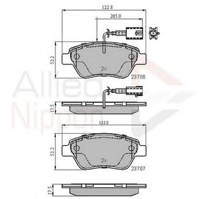 Комплект тормозных колодок, дисковый тормоз ANL Braking COMLINE