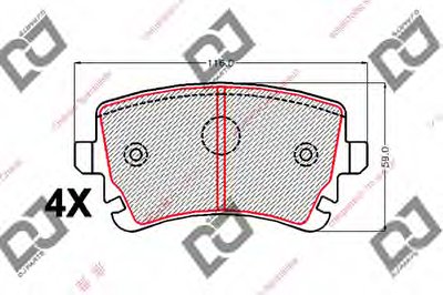 Комплект тормозных колодок, дисковый тормоз DJ PARTS