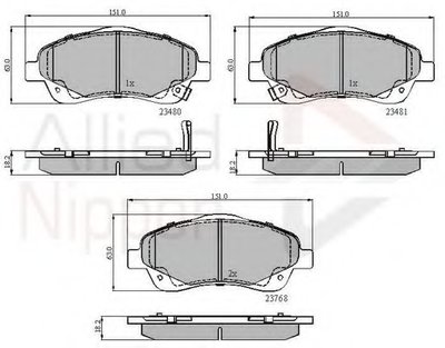 Комплект тормозных колодок, дисковый тормоз ANL Braking COMLINE