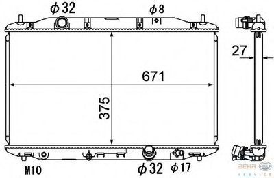 Радиатор, охлаждение двигателя BEHR HELLA SERVICE HELLA купить