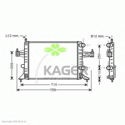 Радиатор, охлаждение двигателя KAGER купить