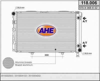 Радиатор, охлаждение двигателя AHE купить