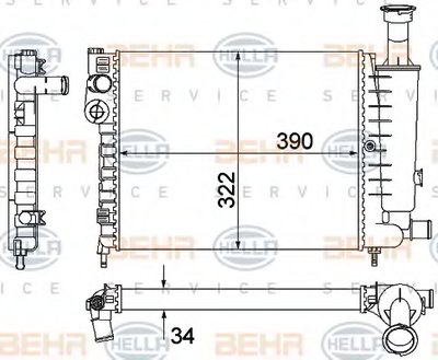 Радиатор, охлаждение двигателя BEHR HELLA SERVICE купить