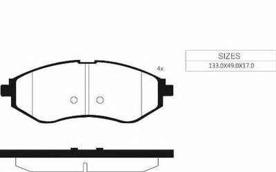 Комплект тормозных колодок, дисковый тормоз Front brake pads for DAEWOO/CHEVROLET GOODWILL