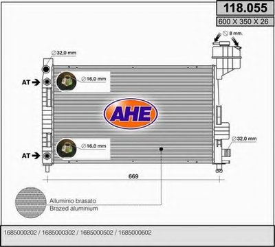 Радиатор, охлаждение двигателя AHE купить