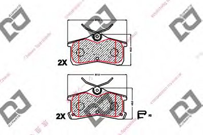 Комплект тормозных колодок, дисковый тормоз DJ PARTS