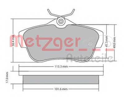 Комплект тормозных колодок, дисковый тормоз METZGER