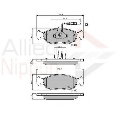 Комплект тормозных колодок, дисковый тормоз ANL Braking COMLINE