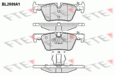 Комплект тормозных колодок, дисковый тормоз FTE