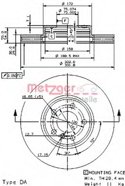 Тормозной диск HIGH CARBON / AP METZGER купить