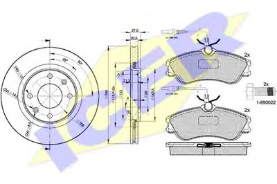 Комплект тормозов, дисковый тормозной механизм ICER