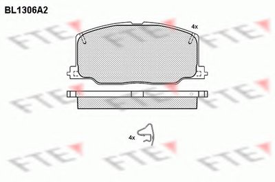 Комплект тормозных колодок, дисковый тормоз FTE