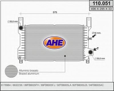 Радиатор, охлаждение двигателя AHE купить