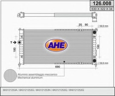 Радиатор, охлаждение двигателя AHE купить