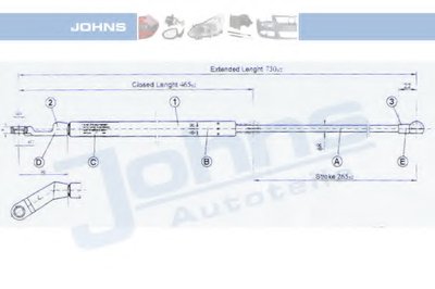 Газовая пружина, крышка багажник JOHNS