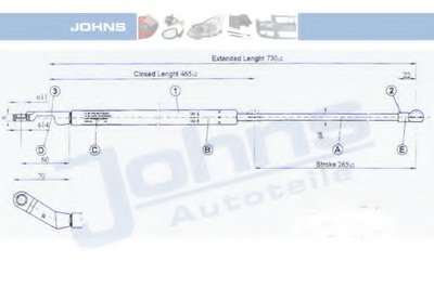 Газовая пружина, крышка багажник JOHNS