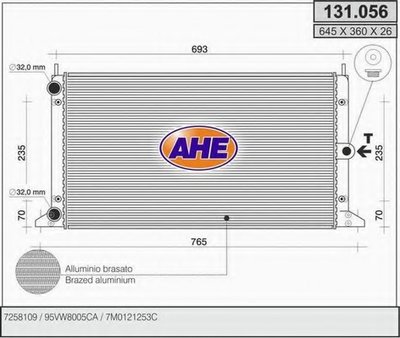 Радиатор, охлаждение двигателя AHE купить