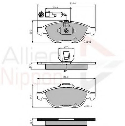Комплект тормозных колодок, дисковый тормоз ANL Braking COMLINE