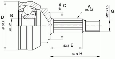 Шарнирный комплект, приводной вал SPIN OPEN PARTS