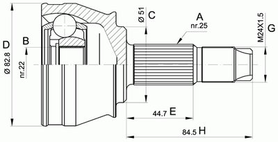 Шарнирный комплект, приводной вал SPIN OPEN PARTS