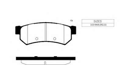 Комплект тормозных колодок, дисковый тормоз Rear brake pads for CHEVROLET/DAEWOO/HOLDEN GOODWILL