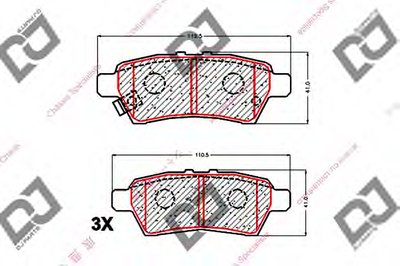 Комплект тормозных колодок, дисковый тормоз DJ PARTS