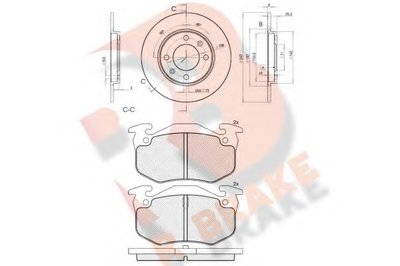 Комплект тормозов, дисковый тормозной механизм R BRAKE