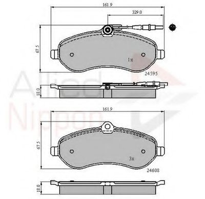 Комплект тормозных колодок, дисковый тормоз ANL Braking COMLINE