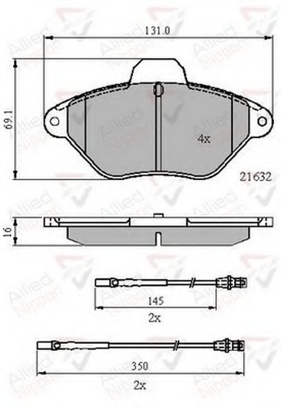 Комплект тормозных колодок, дисковый тормоз ANL Braking COMLINE