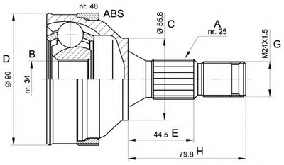 Шарнирный комплект, приводной вал SPIN OPEN PARTS