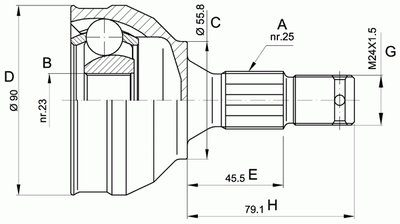 Шарнирный комплект, приводной вал SPIN OPEN PARTS