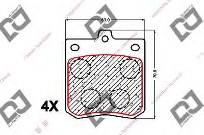 Комплект тормозных колодок, дисковый тормоз DJ PARTS