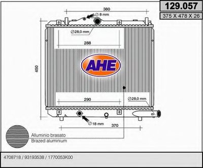 Радиатор, охлаждение двигателя AHE купить