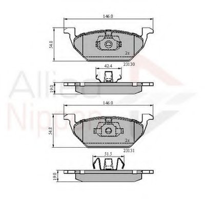 Комплект тормозных колодок, дисковый тормоз ANL Braking COMLINE